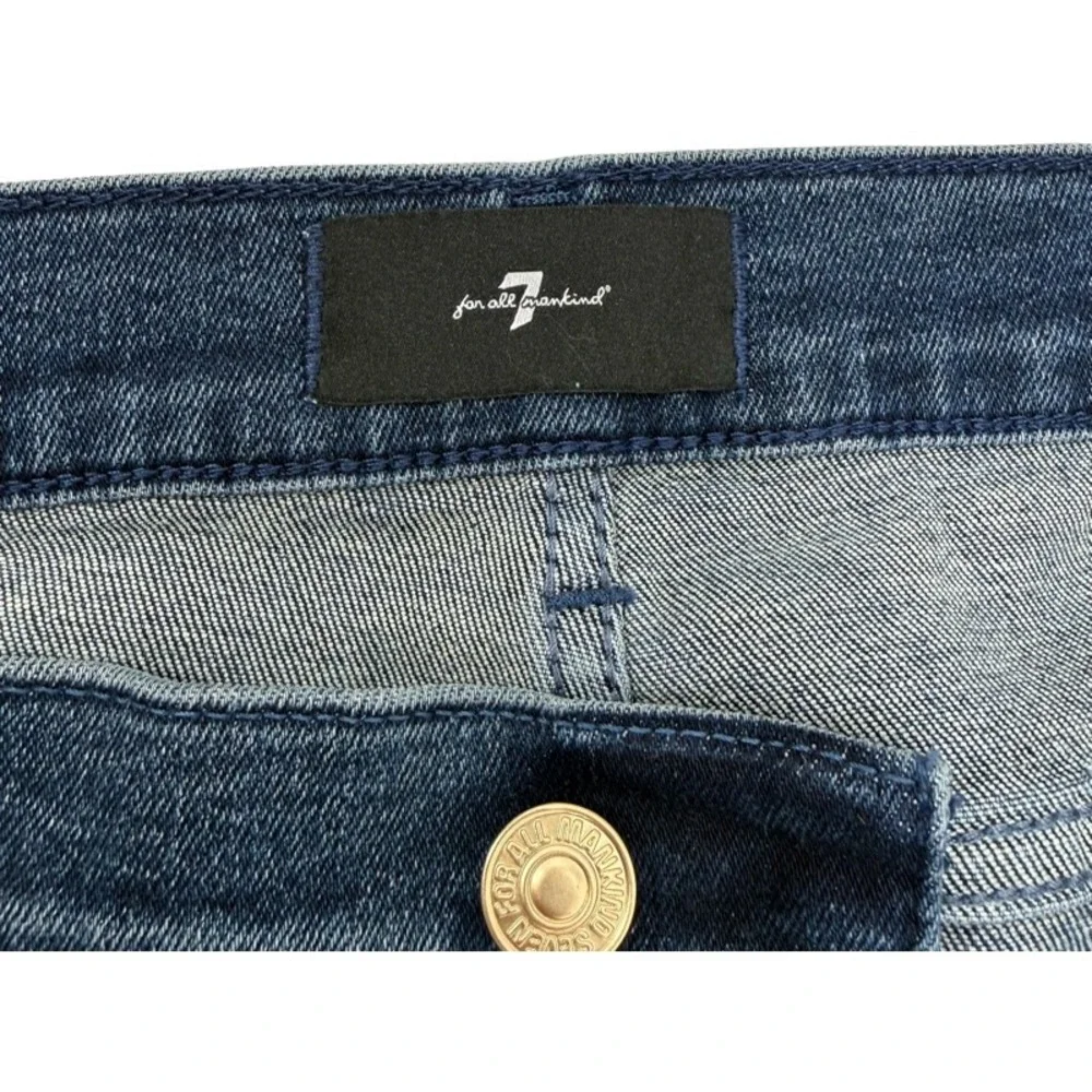 7 FOR ALL MANKIND NEW Size 31 Dojo Flare Jeans Blue Crystal Pocket Y2K Wide Leg - Picture 4 of 12